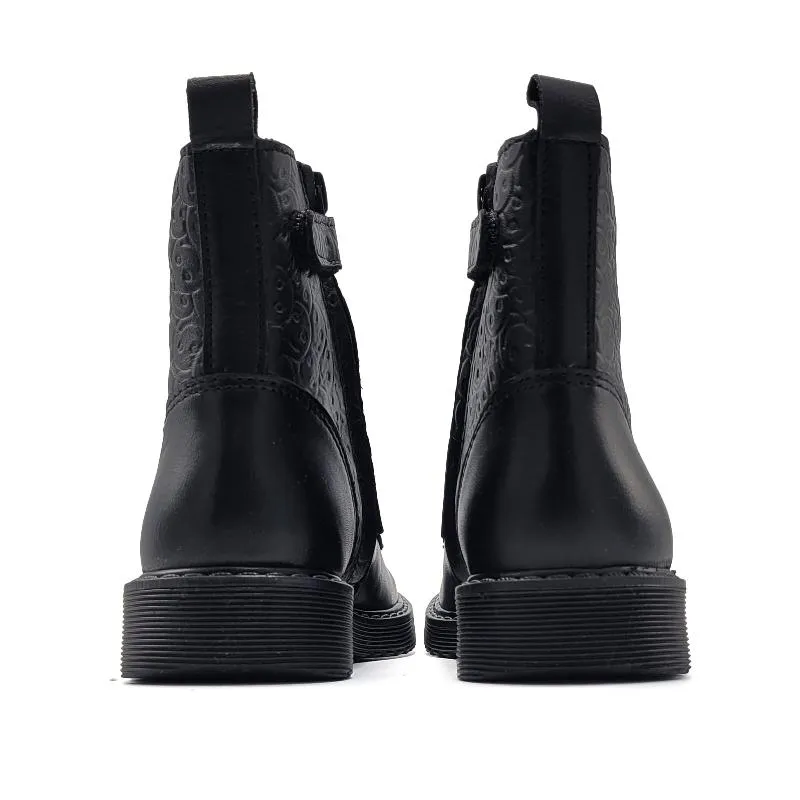 Atlanta Mocassin Black Smiles Bootie 01D