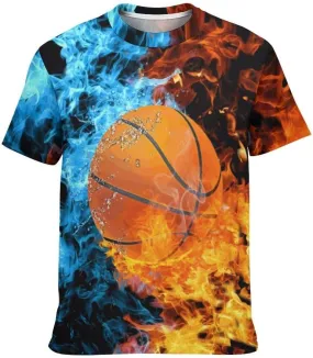 Basketball Kids Graphic T-Shirt, Boys Girls Basketball Shirts, Crewneck Short Sleeve Tees for 6-16 Years Teens