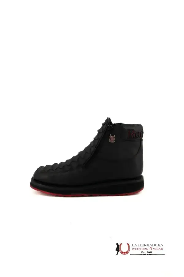 BOTIN BLACK  CLON PYTHON RED BOTTOM CASUAL SHOES