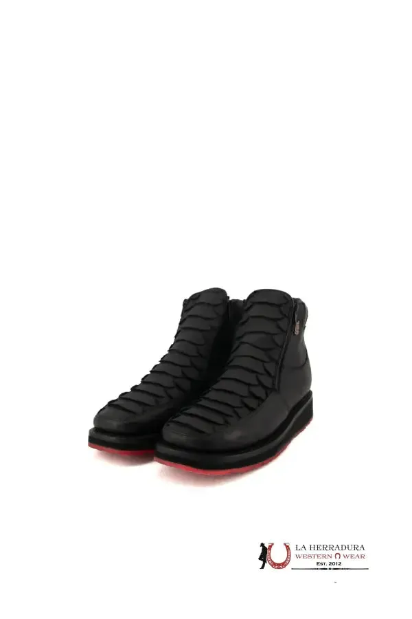 BOTIN BLACK  CLON PYTHON RED BOTTOM CASUAL SHOES