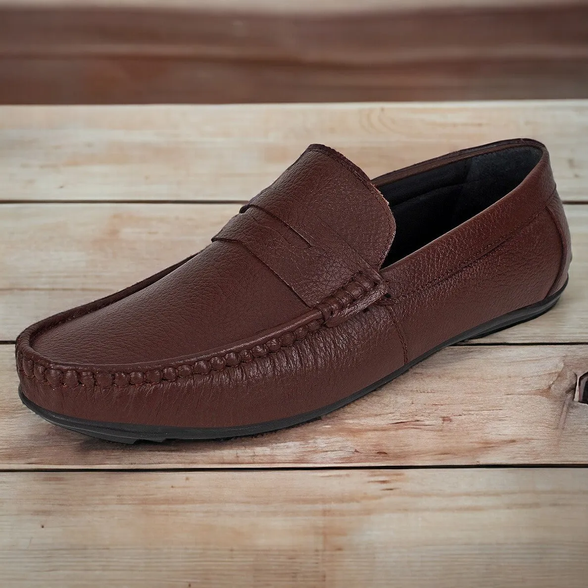 Brown Leather Loafers for Men - Defective