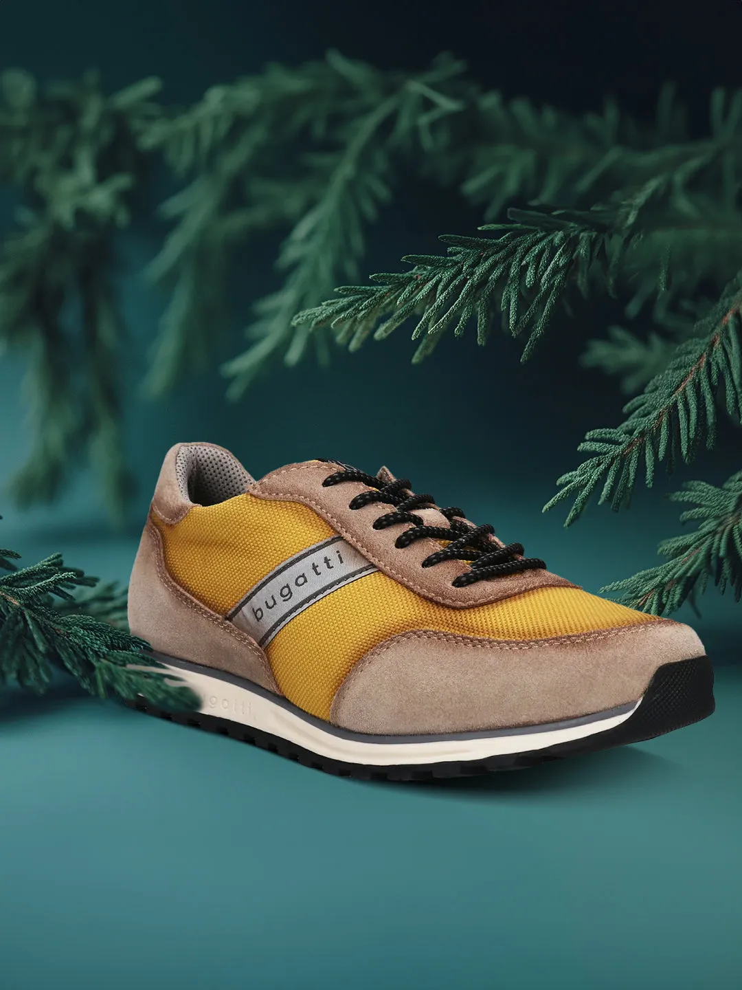 bugatti Taupe & Yellow Suede Sneakers