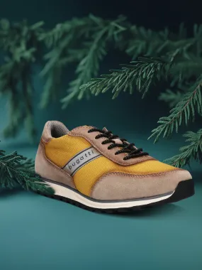 bugatti Taupe & Yellow Suede Sneakers