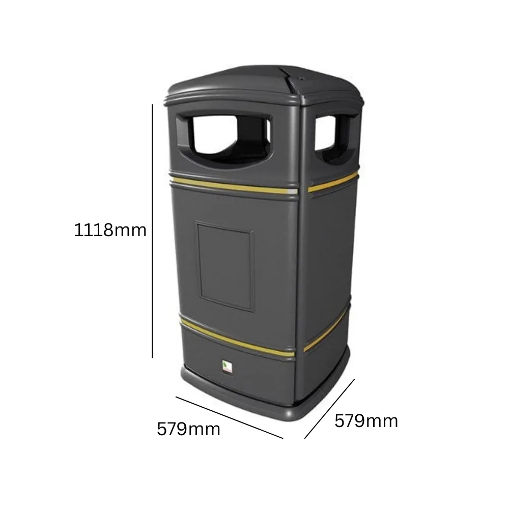 Heritage Square Hooded Outdoor Litter Bin - 115 Litre