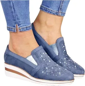 Ladmiple Sneakers For Women Walking Shoes Wide Width Slip On Sparkly Shoes Dressy Casual Summer Glitter Flats Loafers