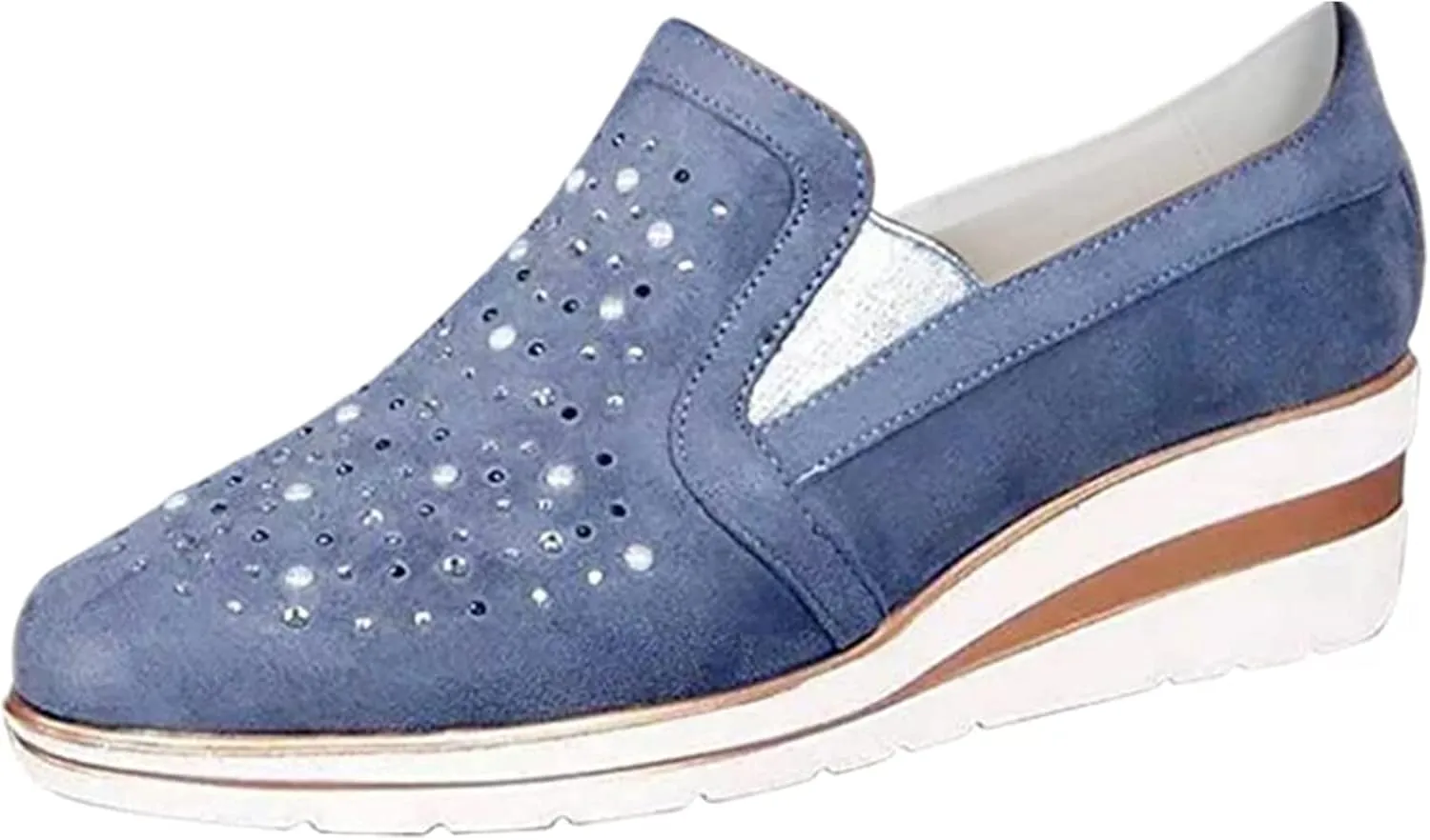 Ladmiple Sneakers For Women Walking Shoes Wide Width Slip On Sparkly Shoes Dressy Casual Summer Glitter Flats Loafers