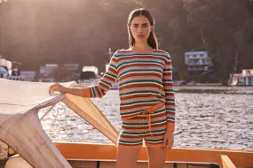 Little Lies the Label Bayside Knitted Shorts - orange stripe