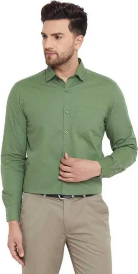 Plain green formal shirt