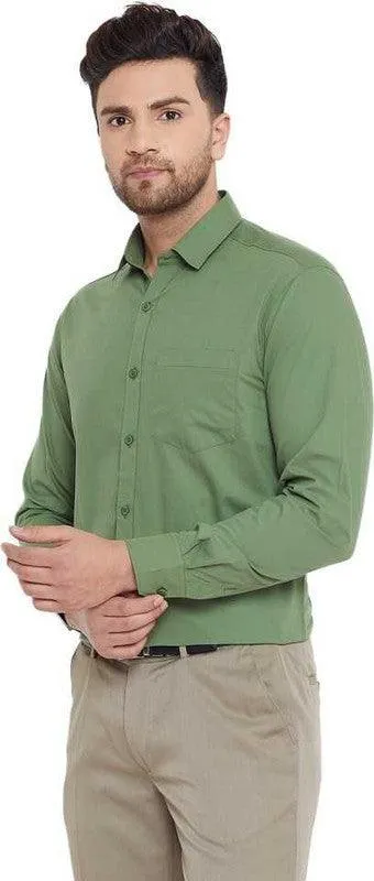 Plain green formal shirt