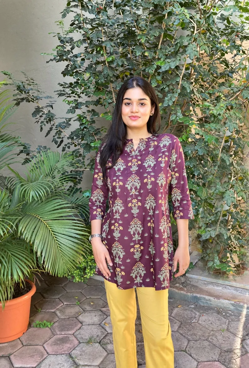 Purple Floral Print Top