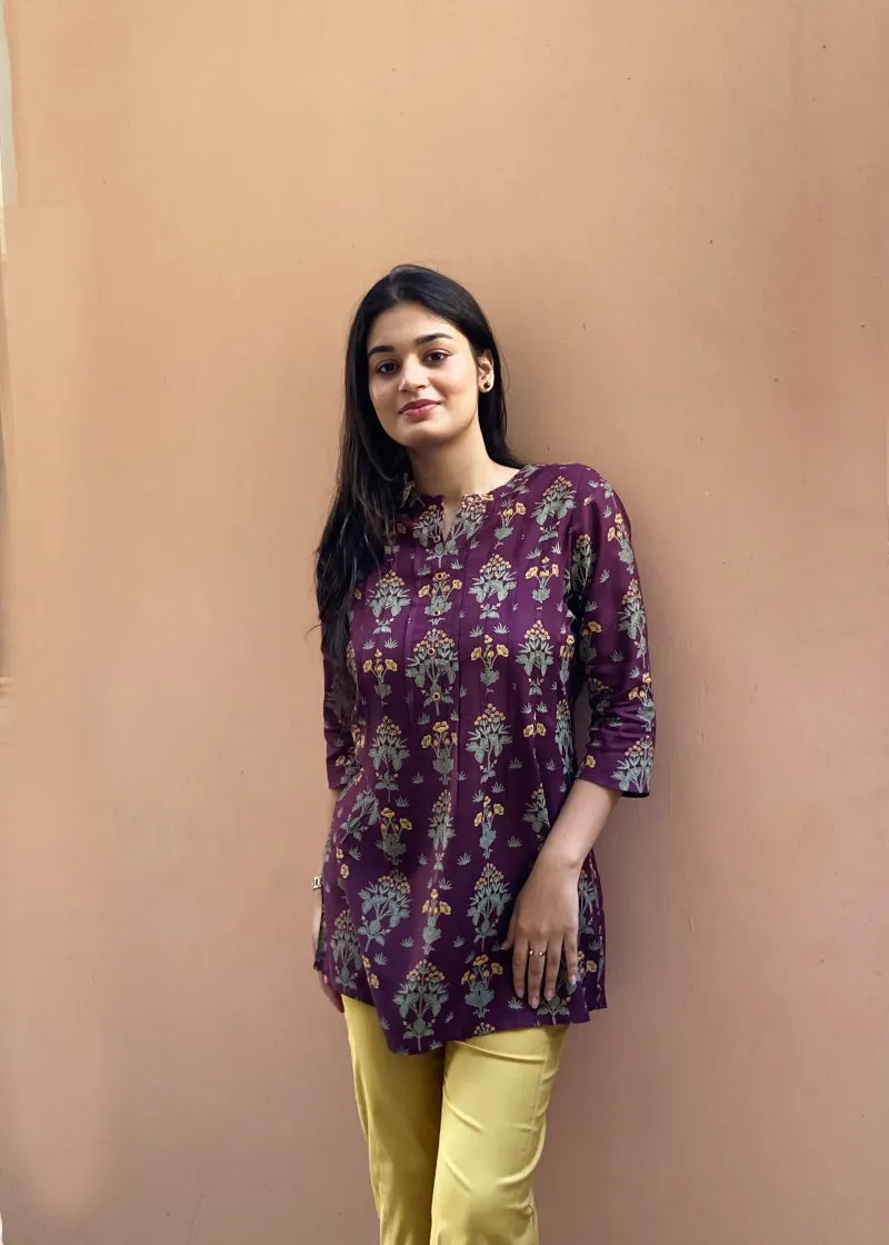 Purple Floral Print Top