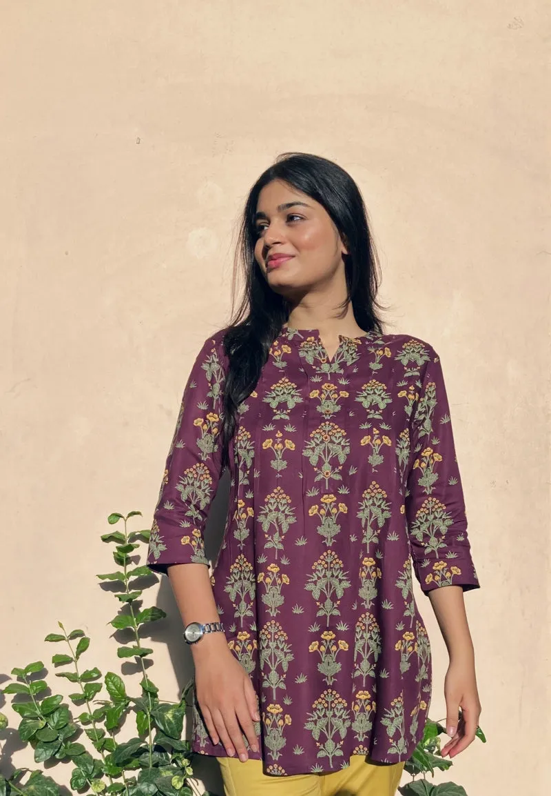 Purple Floral Print Top