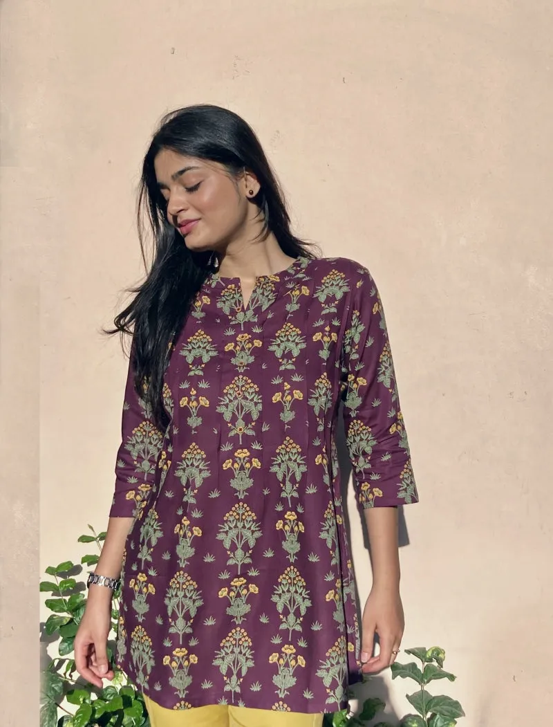 Purple Floral Print Top
