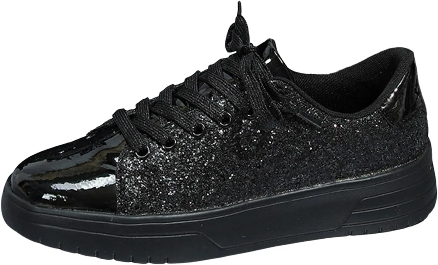 Rhinestone Sneakers for Women Women's Glitter Sneakers Shiny Sequin Tennis Rhinestone Bling Lace Up Shoes Fashion Sneakers
