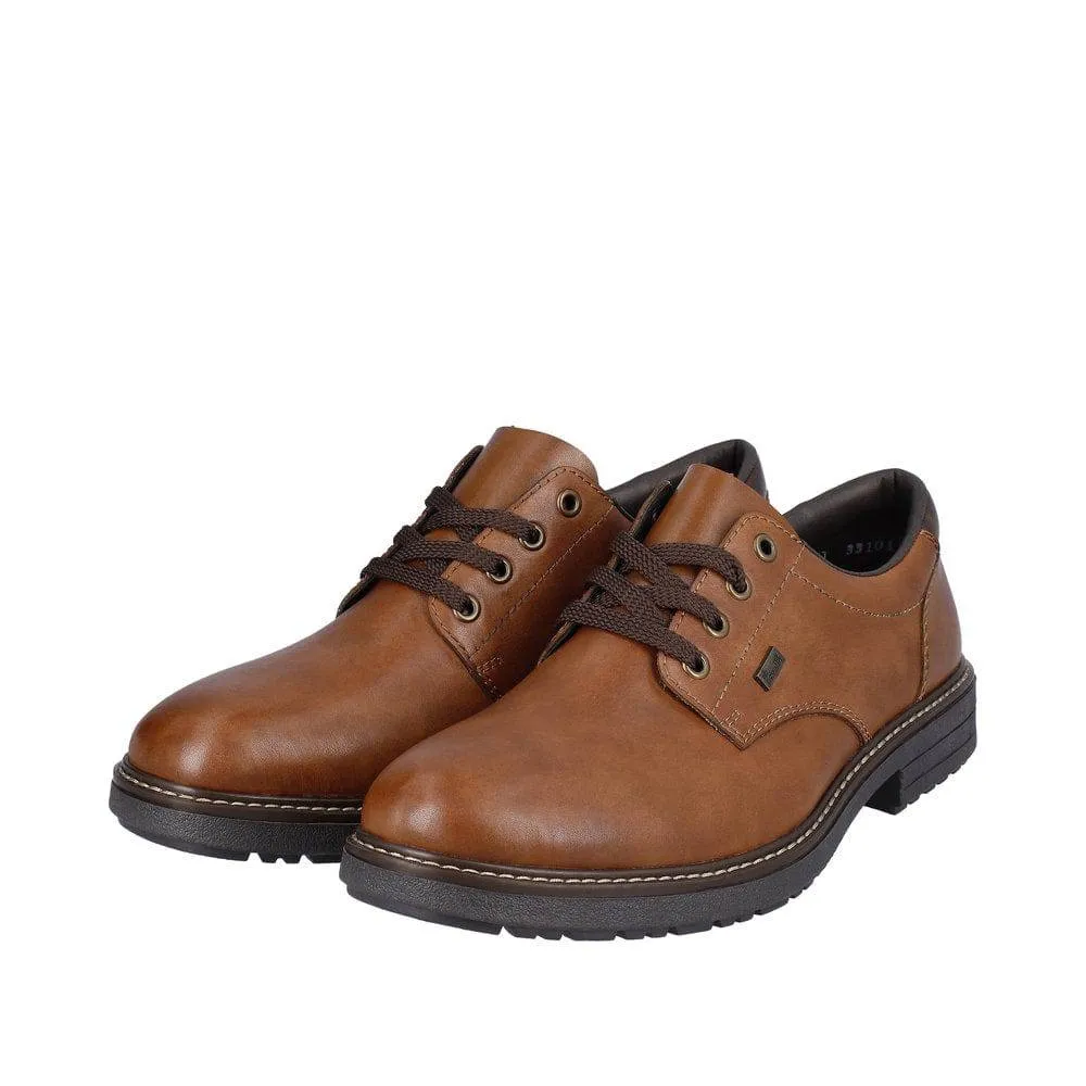 Rieker 33101-24 Mens Brown Leather Water Resistant Lace Up Shoes