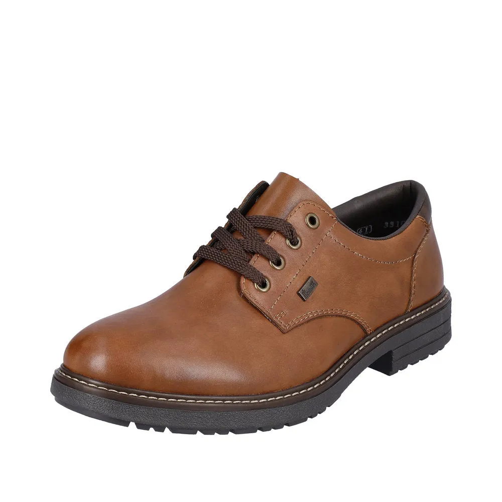 Rieker 33101-24 Mens Brown Leather Water Resistant Lace Up Shoes