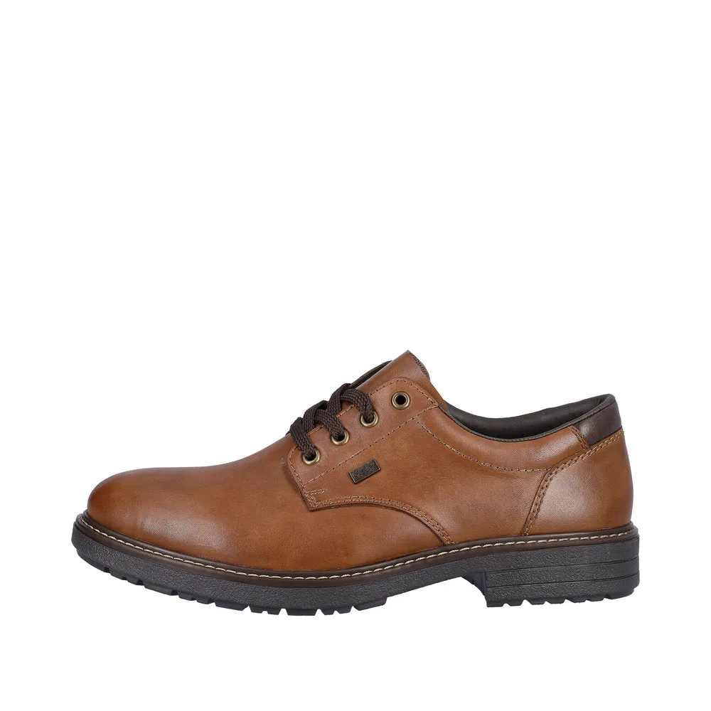 Rieker 33101-24 Mens Brown Leather Water Resistant Lace Up Shoes
