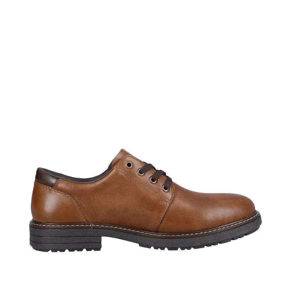 Rieker 33101-24 Mens Brown Leather Water Resistant Lace Up Shoes