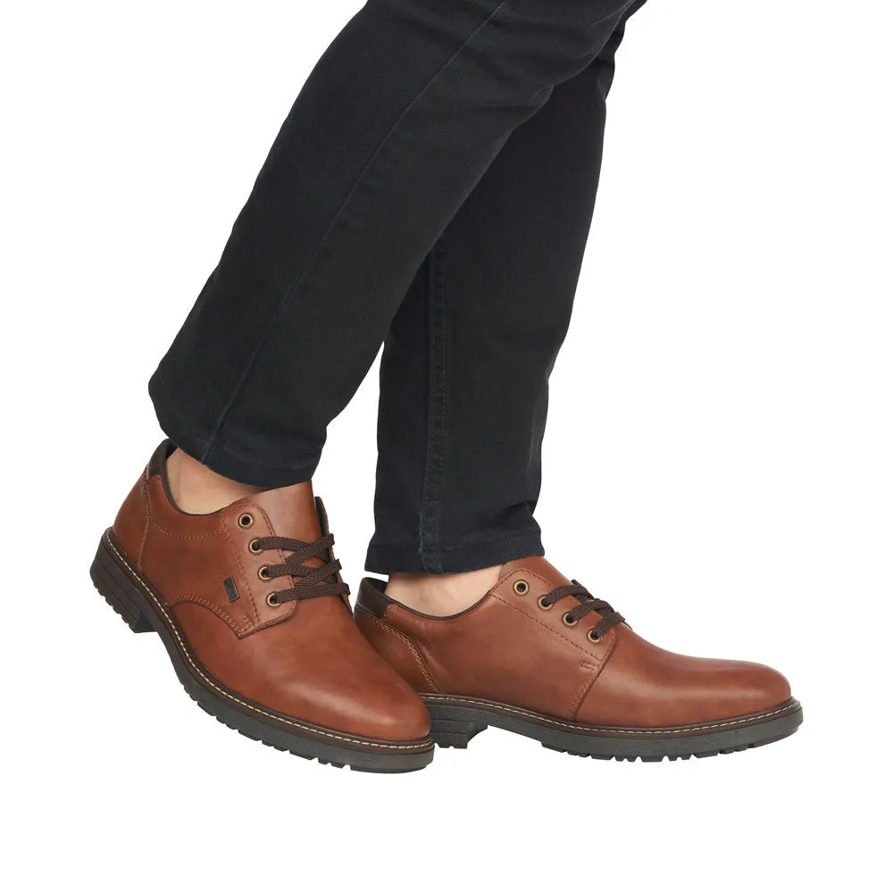 Rieker 33101-24 Mens Brown Leather Water Resistant Lace Up Shoes