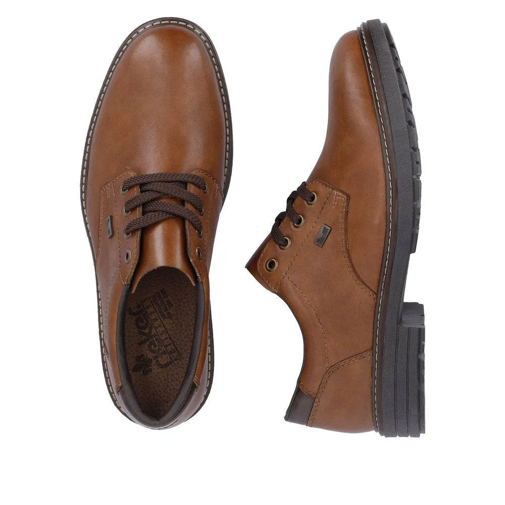 Rieker 33101-24 Mens Brown Leather Water Resistant Lace Up Shoes