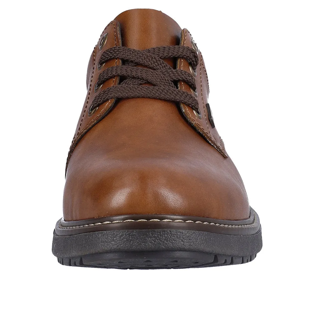 Rieker 33101-24 Mens Brown Leather Water Resistant Lace Up Shoes