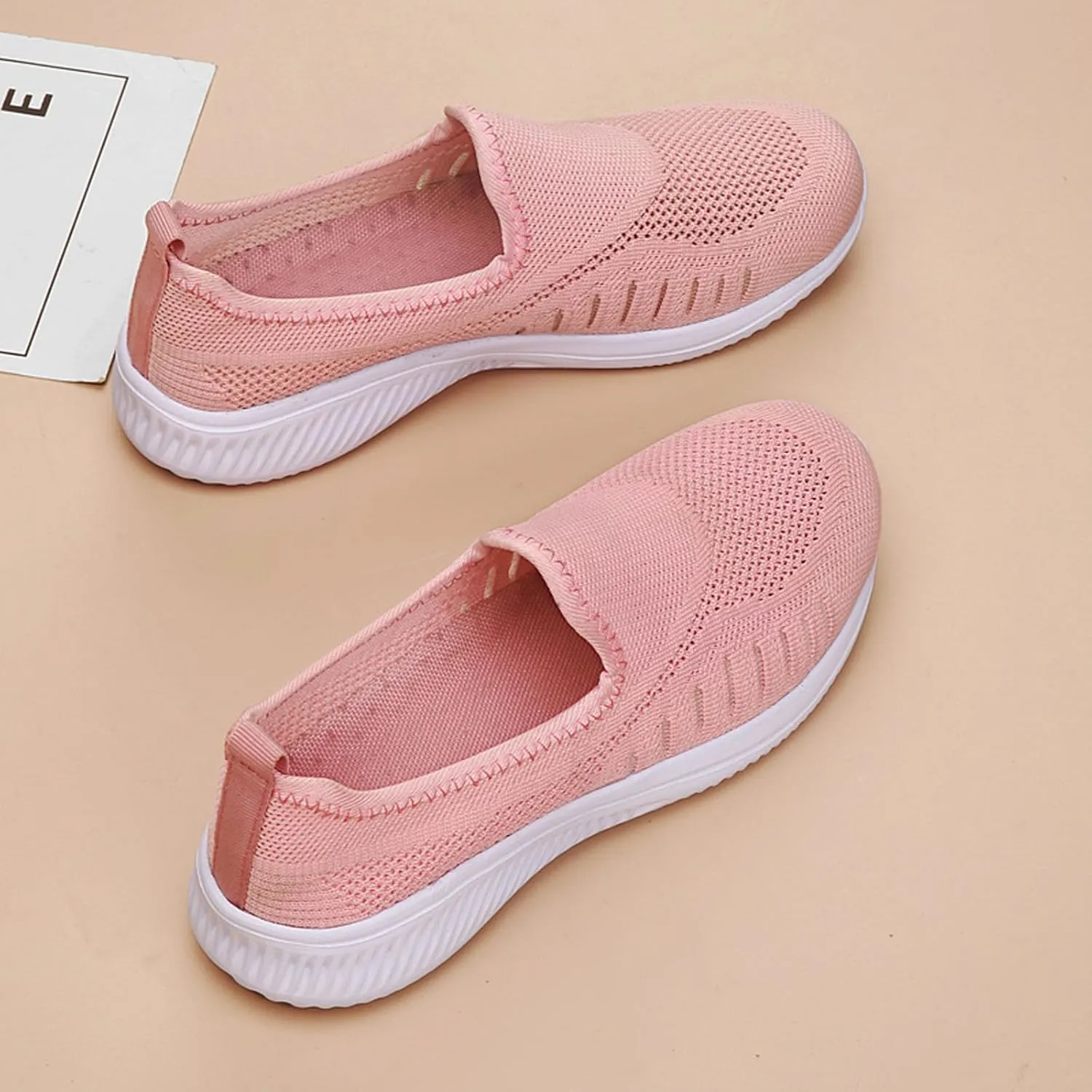 SECHRITE Women's Slip On Walking Shoes Mesh Orthopedic Shoes Slip On Comfortable Tennis Sneakers Workout Hands Free Shoes