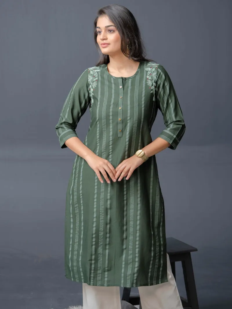 Stripe Kurta with Dori Embroidery