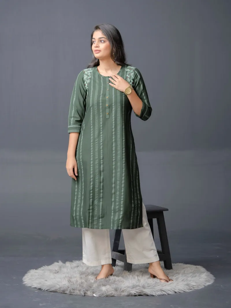 Stripe Kurta with Dori Embroidery