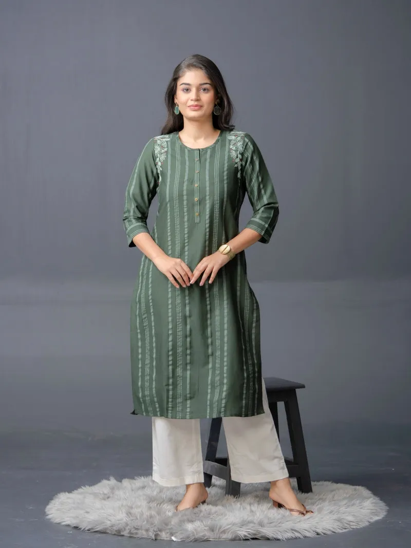 Stripe Kurta with Dori Embroidery