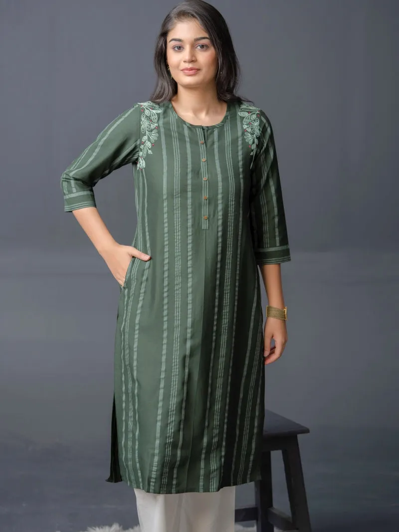 Stripe Kurta with Dori Embroidery