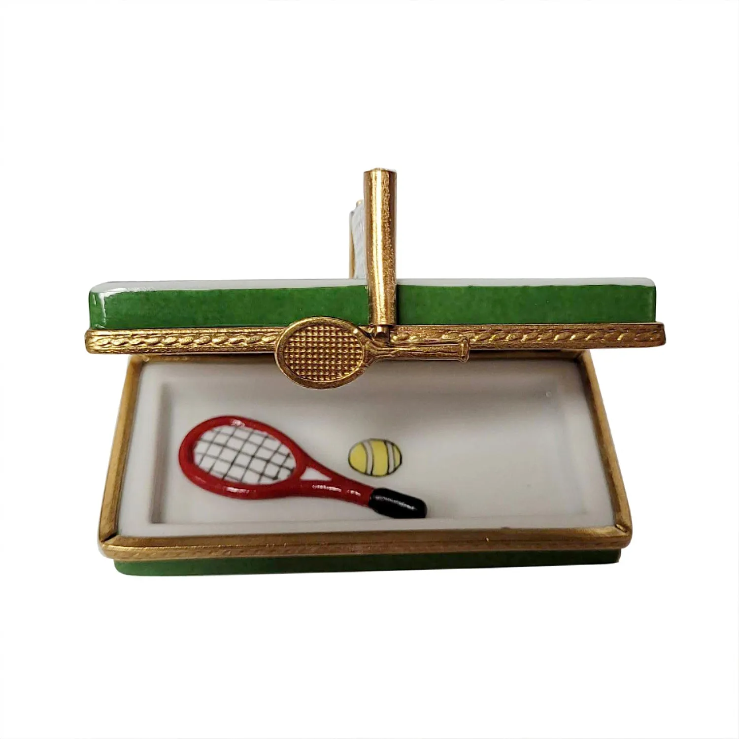 Tennis Court with Removable Racquet Limoges Porcelain Box