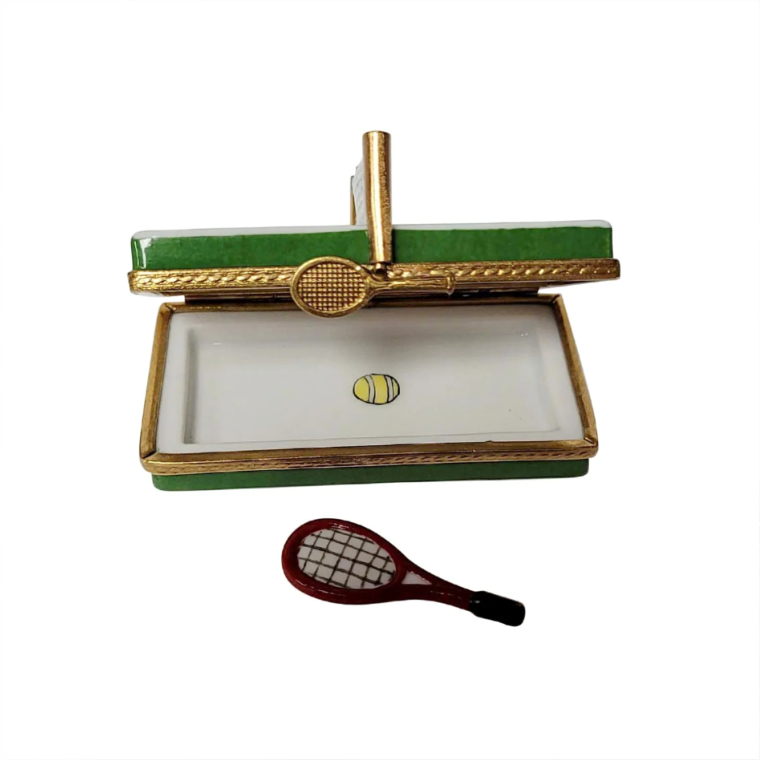 Tennis Court with Removable Racquet Limoges Porcelain Box