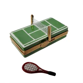 Tennis Court with Removable Racquet Limoges Porcelain Box
