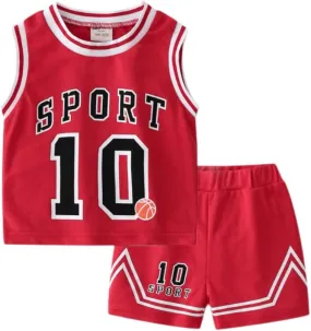 Toddler Kid Basketball Jersey Outfit Baby Boy Girl Sleeveless Letters Tank Top   Mesh Shorts Sets Boy Clothes Set