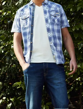 Tokyo Laundry Barroso blue short sleeved shirt
