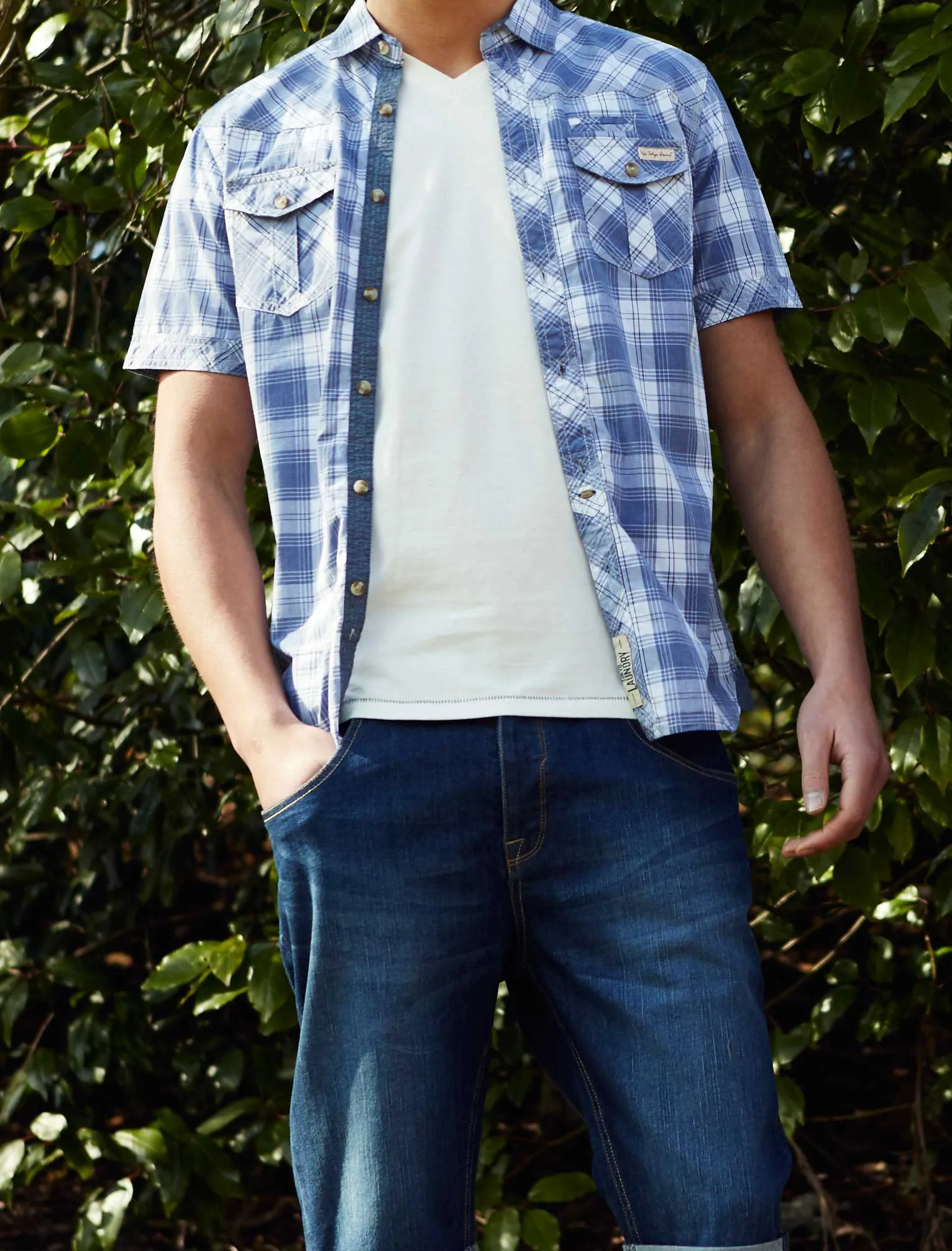 Tokyo Laundry Barroso blue short sleeved shirt