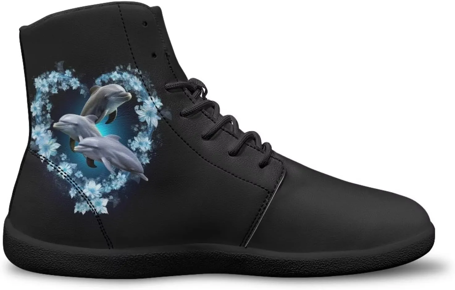 Women Men Running Shoes High Top Barefoot Sneakers Leather