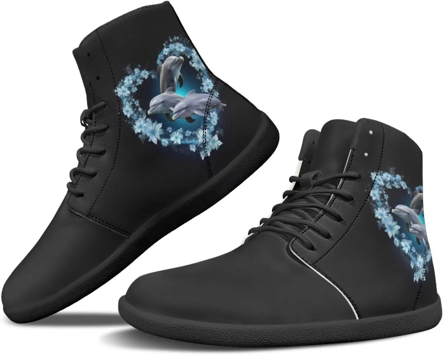 Women Men Running Shoes High Top Barefoot Sneakers Leather