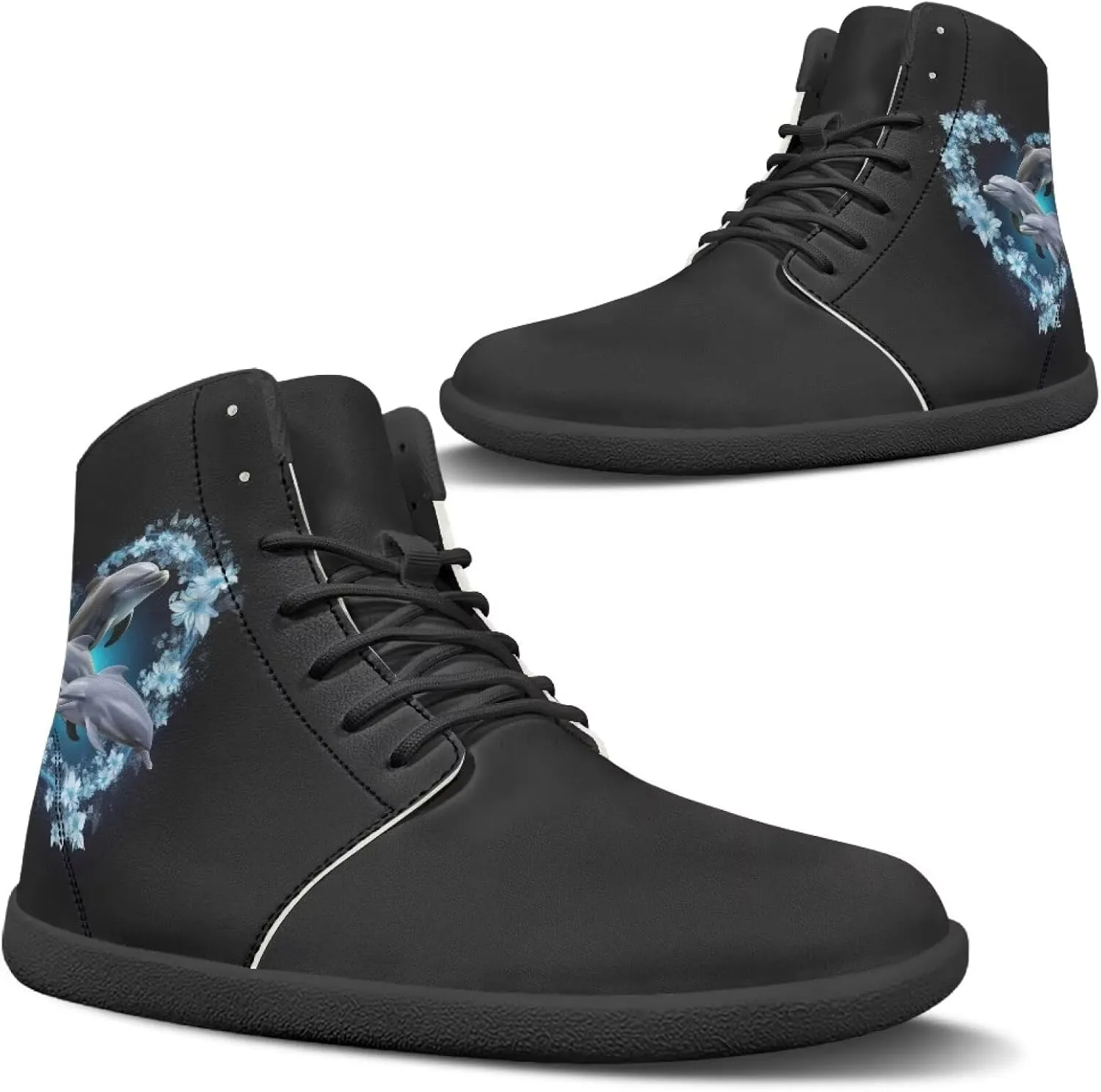 Women Men Running Shoes High Top Barefoot Sneakers Leather